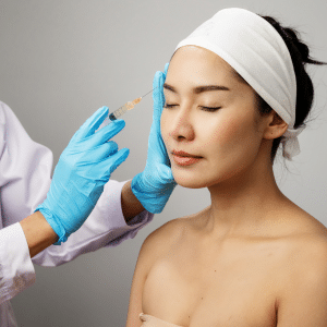 woman receiving botox on her face