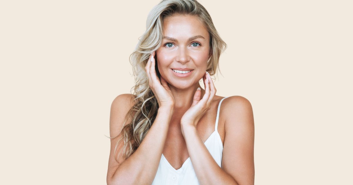 Portrait of a woman with a rejuvenated face promoting Renuva treatment at Emana Medical in Beverly Hills, CA